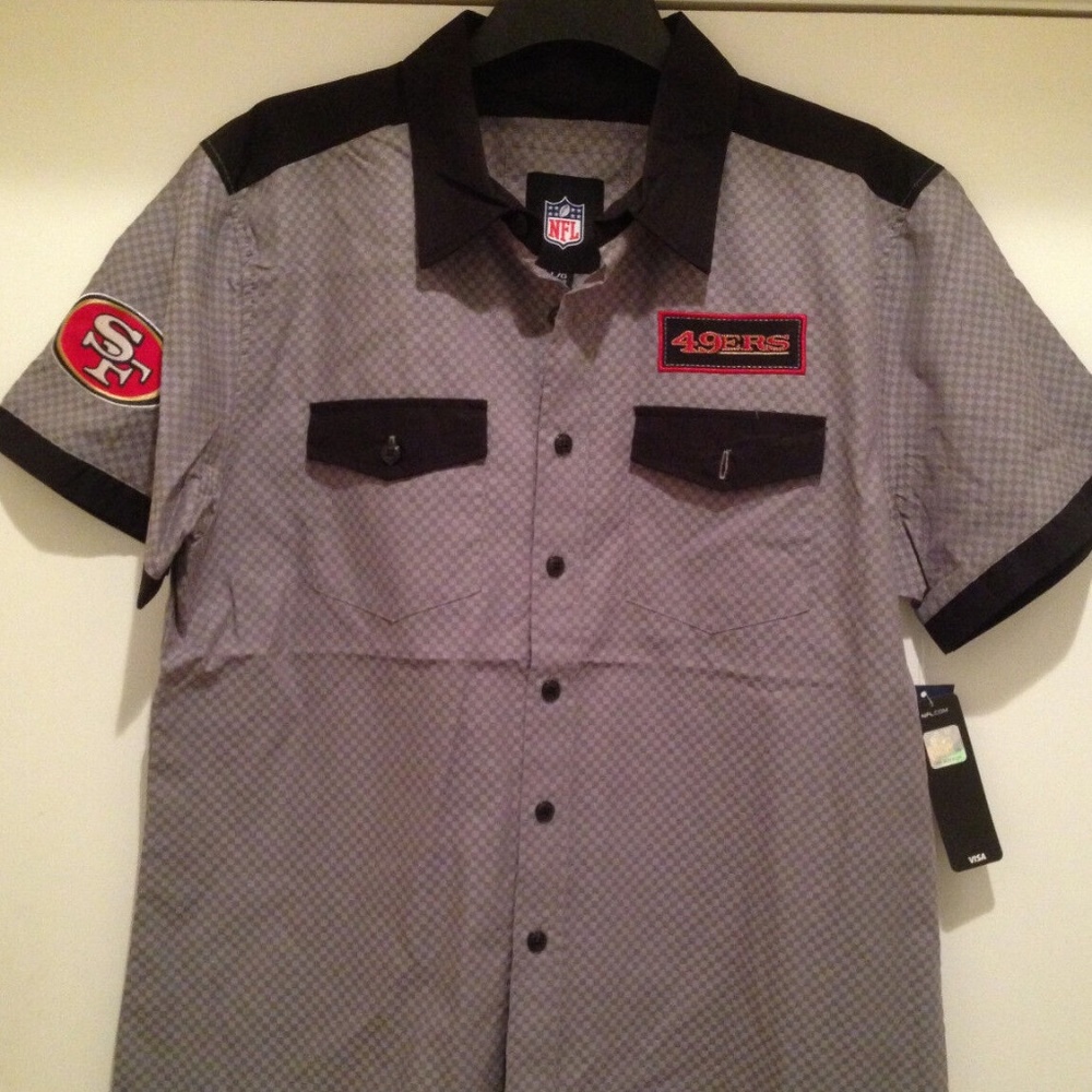 49ersSan Francisco Check Screen Crew Shirt-ShortSleeve Button-Up CrewShirt -GIII